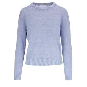 Kinross Wave Blue Linen Crewneck Sweater XS 100% Linen